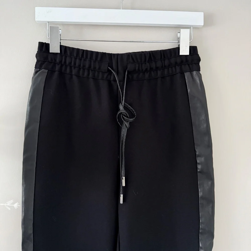 BCBGMaxAzria Faux Leather Trim Jogger Pants in Black, Sz XS - Picture 5 of 8